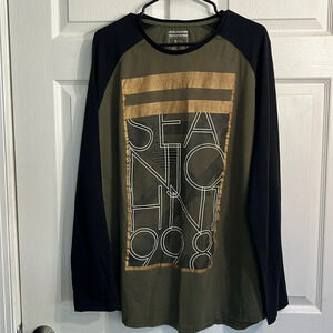 Sean John men’s long sleeved tee - black and green - size 2xl